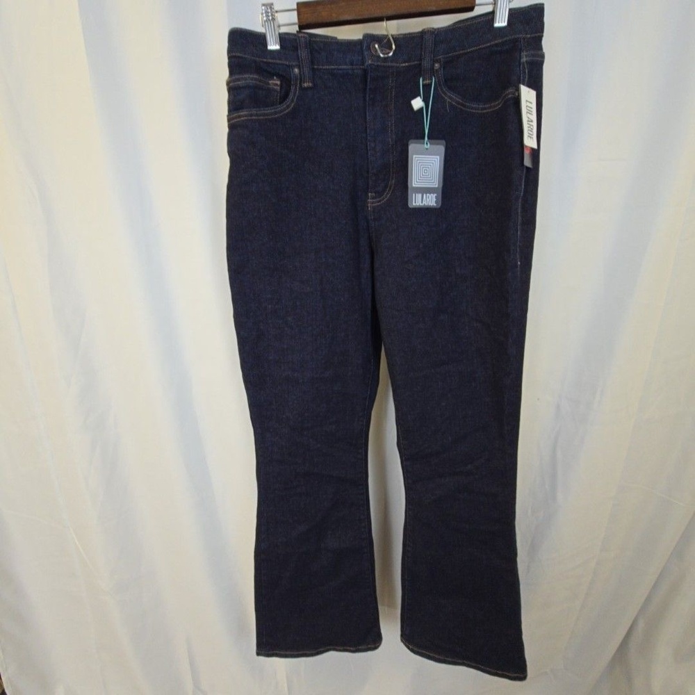 LuLaRoe Jeans Womens 30 Blue Dark Wash Flare Stretch Denim Pants Regular Fit